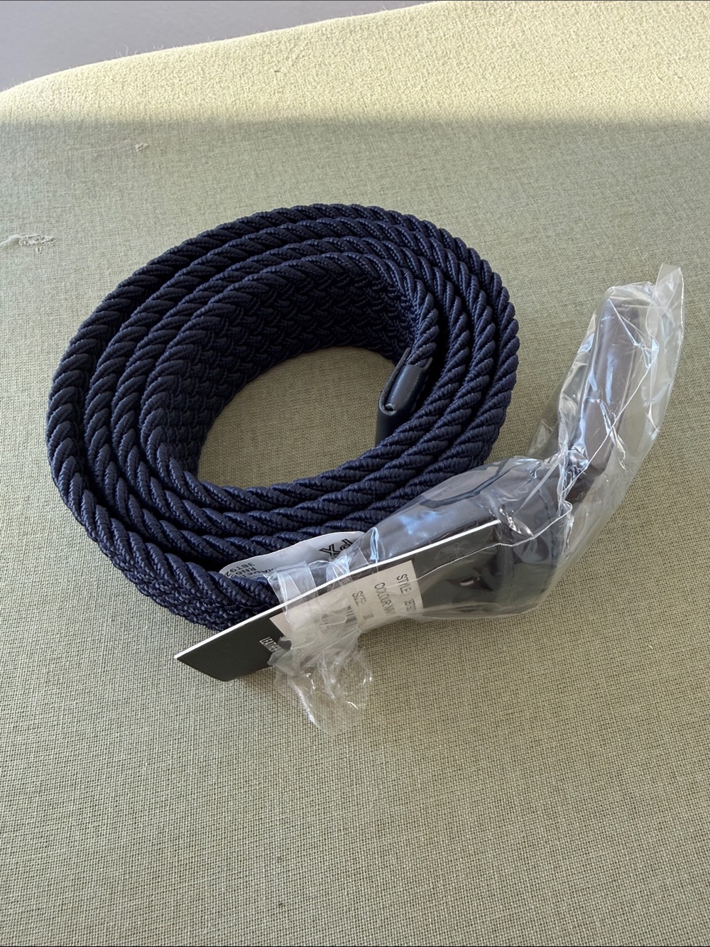 Men's Braided Navy Rope Belt with Black Buckle